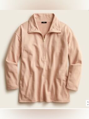 J.Crew University Terry Half Zip Pullover Women’s Oversized Pink Sweatshirt